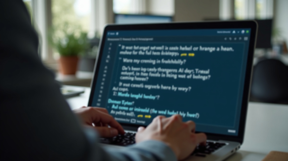 Person liest KI-generierte Antwort am Laptop